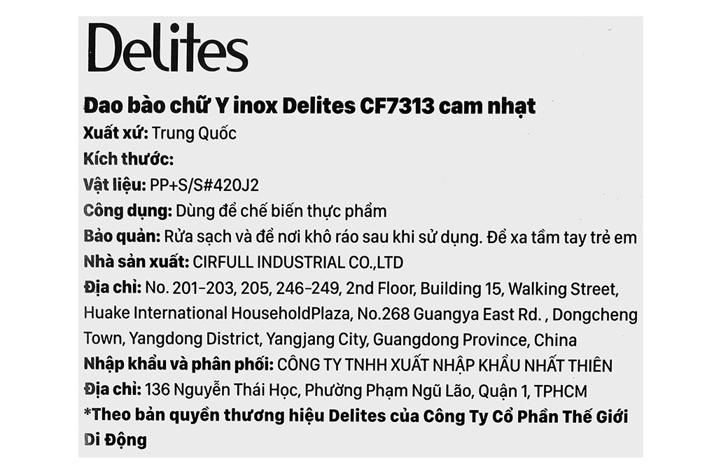 Dao bào chữ Y inox Delites CF7313 Màu Cam
