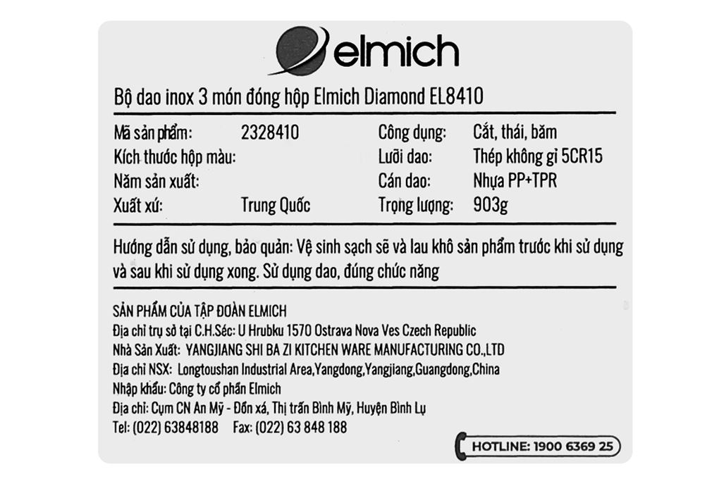 Bộ dao inox Elmich EL8410 Màu Xám