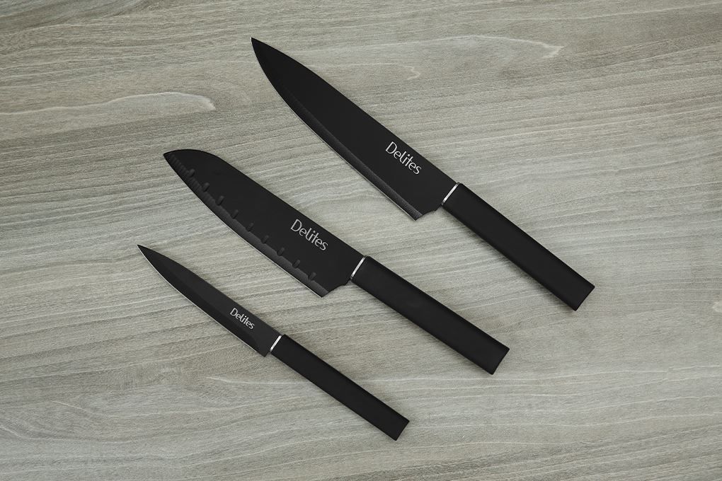 Bộ dao inox Delites LK-S56-3 Màu Đen