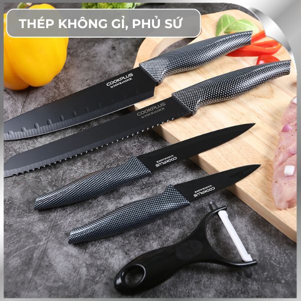 Bộ dao thép không gỉ Lock&Lock CKK101S5BLK