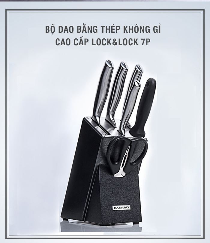 Bộ dao thép không gỉ Lock&Lock CKK301 Màu Đen