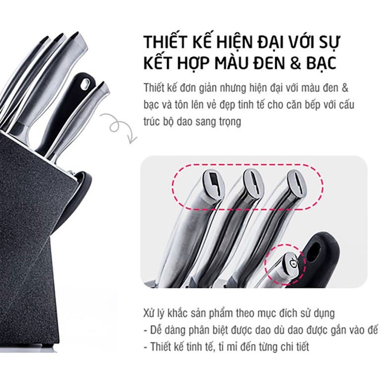 Bộ dao thép không gỉ Lock&Lock CKK301 Màu Đen