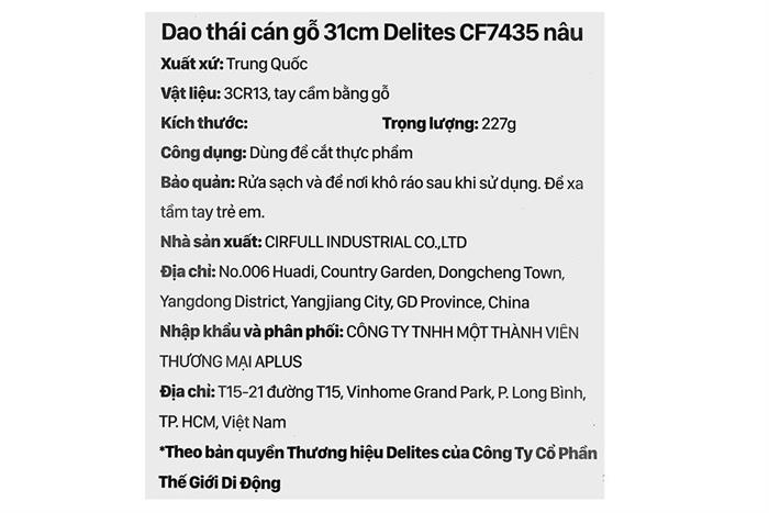 Dao thái inox Delites CF7435 Màu Nâu