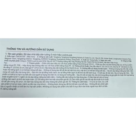 Bộ dao thép không gỉ Lock&Lock CKK307S5 Màu Trắng Ghi