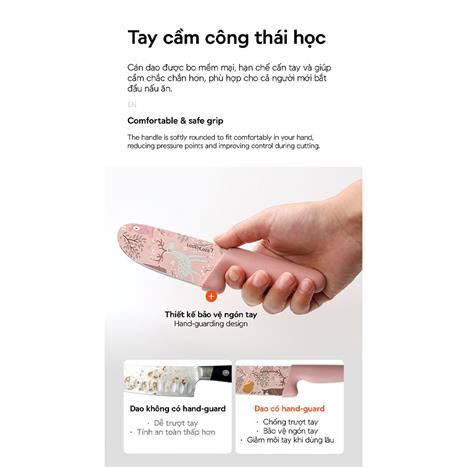 Bộ dao thép không gỉ Lock&Lock CKK308S3 Màu Hồng