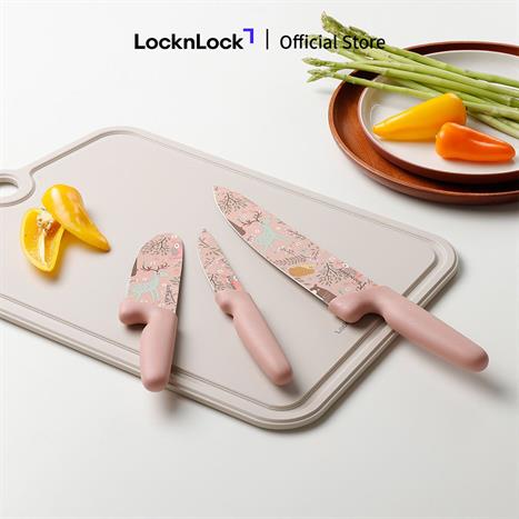 Bộ dao thép không gỉ Lock&Lock CKK308S3 Màu Hồng