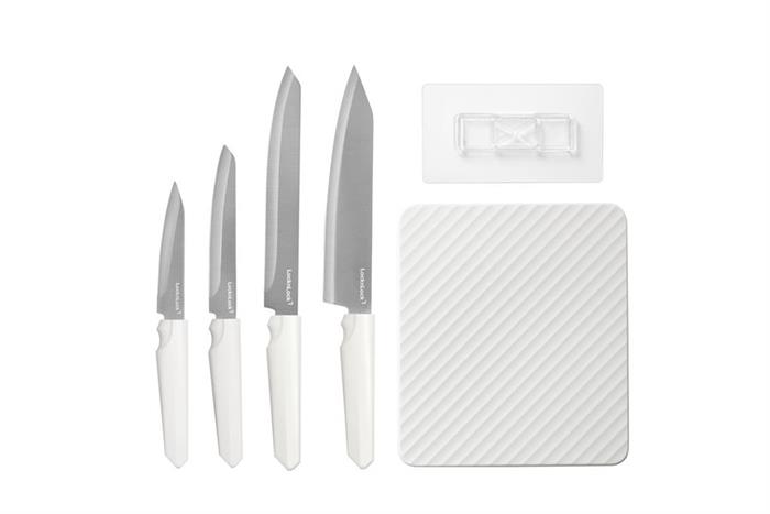 Bộ dao Inox cán nhựa LocknLock CKK307S5 Màu Trắng