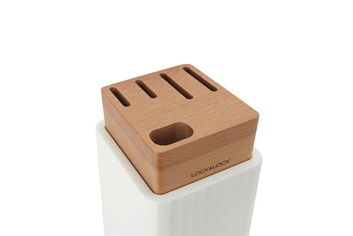 Bộ dao kéo Inox cán nhựa LocknLock CKK802 Màu Trắng