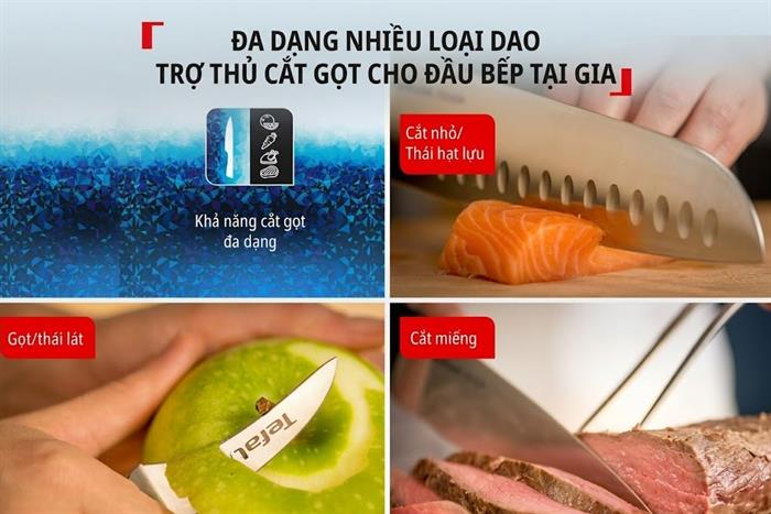 Bộ dao kéo thép kèm kệ gỗ Tefal Ice Force K232S714 Màu Đen