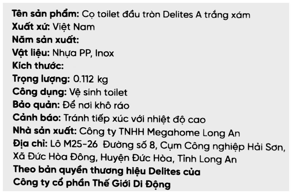 Cọ toilet đầu tròn Delites A Màu Xám