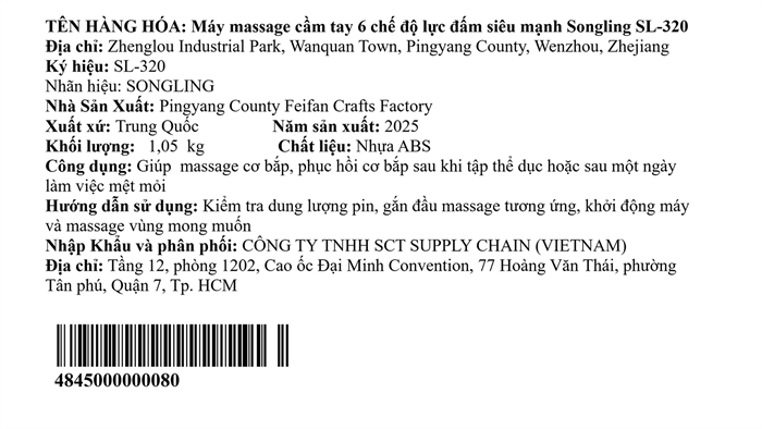 Máy massage cầm tay Songling SL-320 Màu Đen