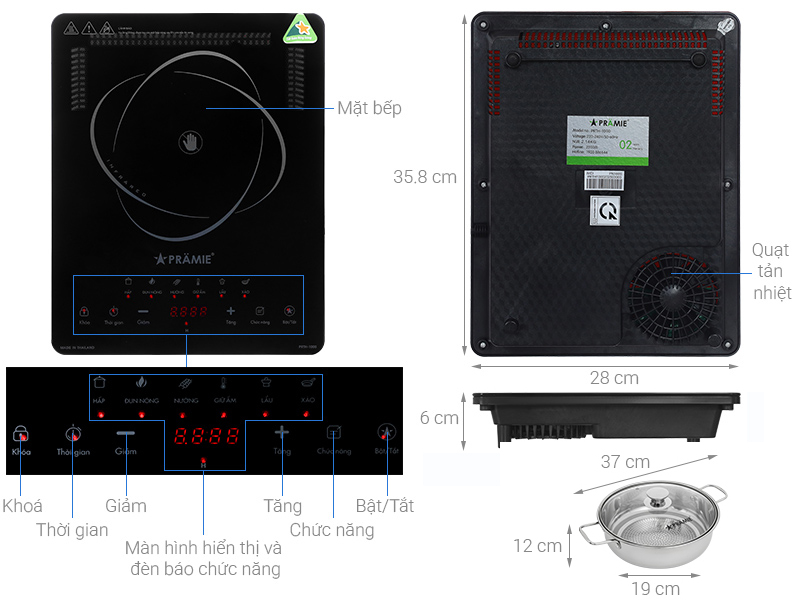 Bếp hồng ngoại đơn Pramie PRTH-1000 2200W