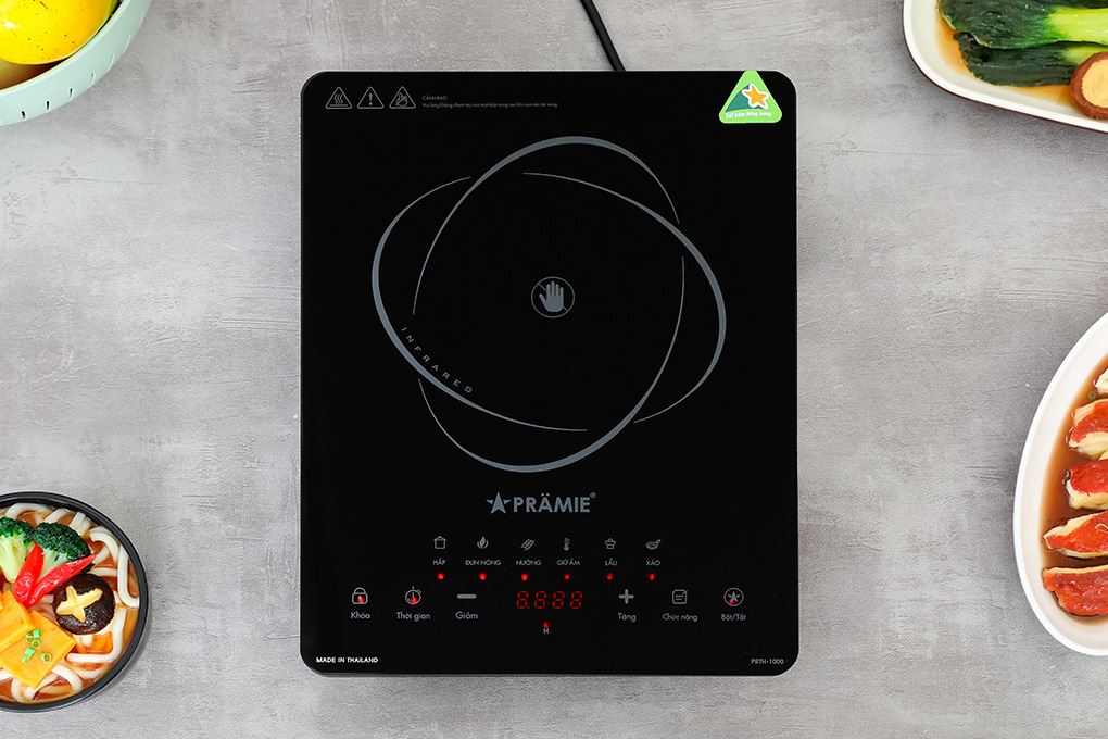 Bếp hồng ngoại đơn Pramie PRTH-1000 2200W Màu Đen