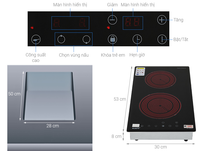 Bếp hồng ngoại đôi âm Domino KF-330DC 3000W
