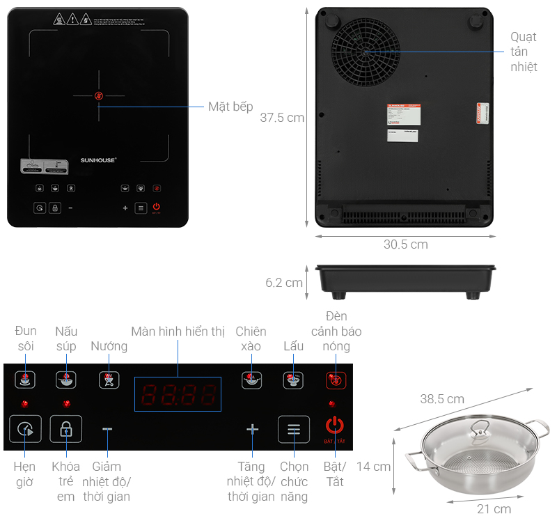 Bếp hồng ngoại đơn Sunhouse SHD6006A 2000W