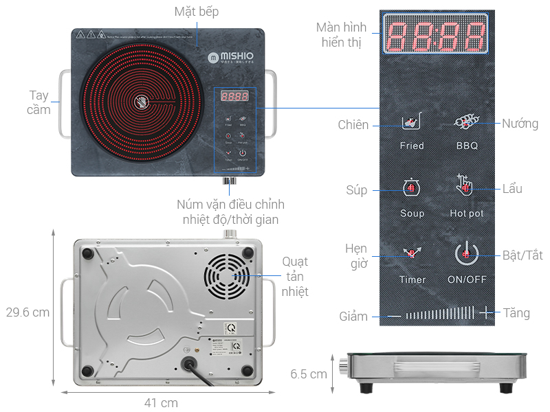 Bếp hồng ngoại đơn Mishio Mk417 2200W