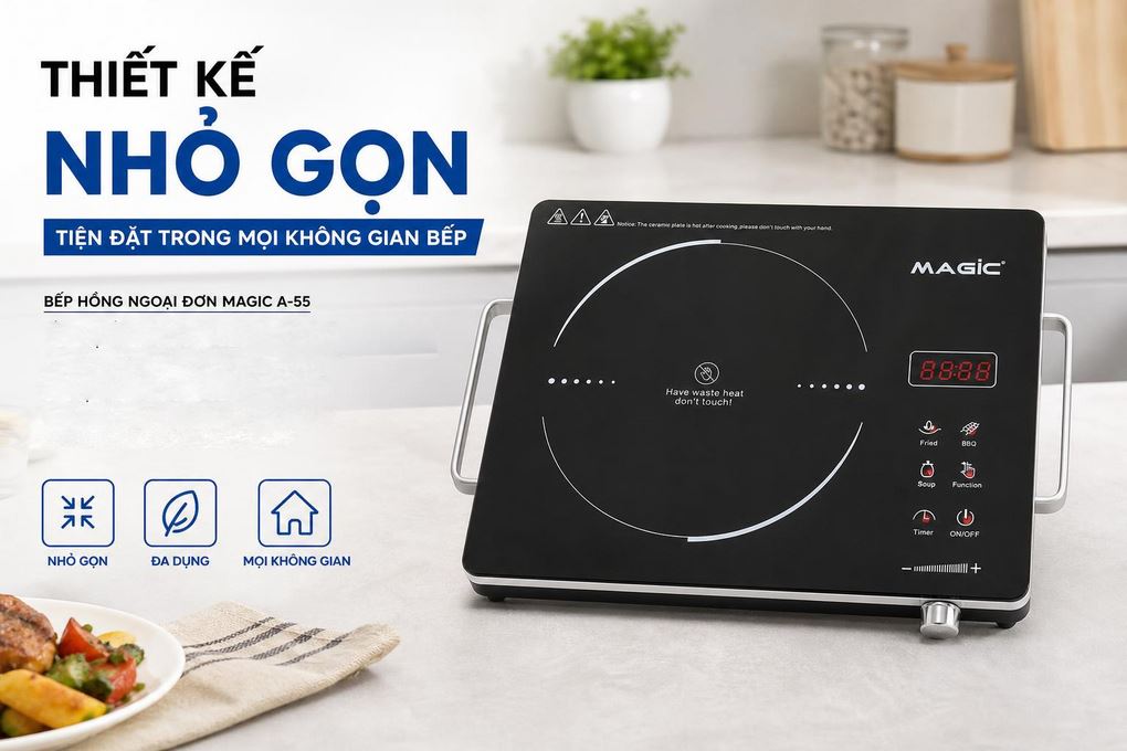 Bếp hồng ngoại đơn Magic A-55 2200W Màu Đen