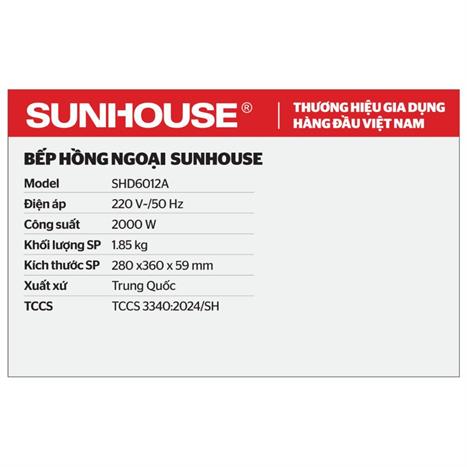 Bếp hồng ngoại đơn Sunhouse SHD6012A 2000W Màu Đen