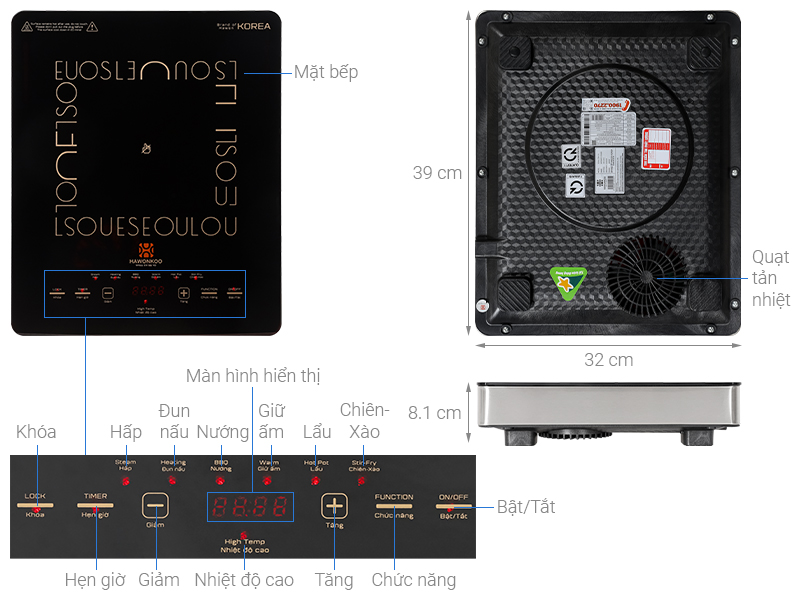 Bếp hồng ngoại đơn Hawonkoo SEOUL-CEH-111 2000W