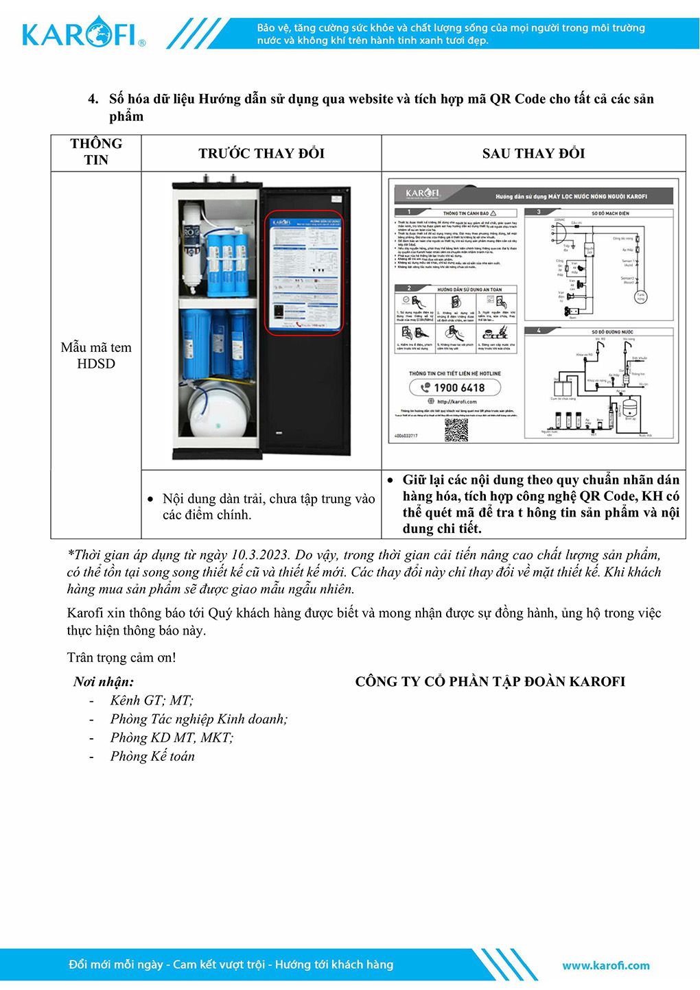 Máy lọc nước RO nóng nguội lạnh Karofi KAD-D66 11 lõi - Công văn cải tiến thiết kế Máy lọc nước RO nóng nguội lạnh Karofi KAD-D66 11 lõi - Công văn cải tiến thiết kế