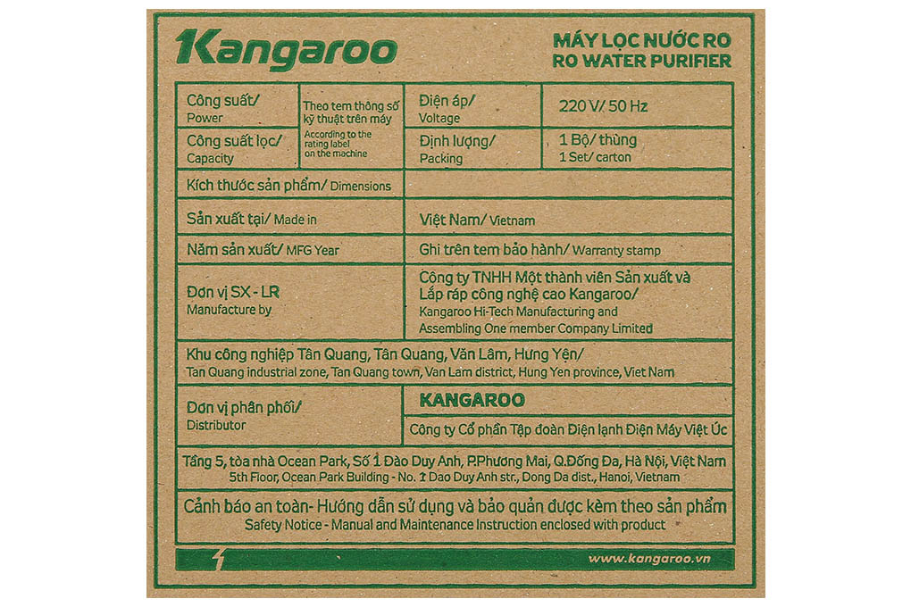 Máy lọc nước RO Hydrogen Kangaroo KGRP09HQ 9 lõi Màu Trắng