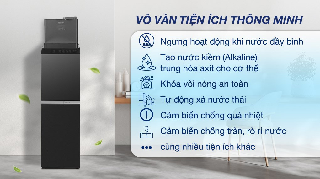 Máy lọc nước RO nóng nguội lạnh Toshiba TWP-W2399SVN(M) 10 lõi - Tiện ích