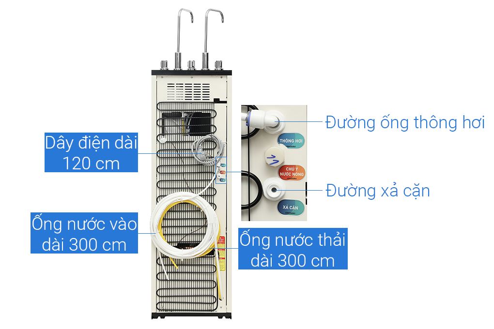 Máy lọc nước RO nóng nguội lạnh Hydrogen Livotec 638 10 lõi Màu Đen
