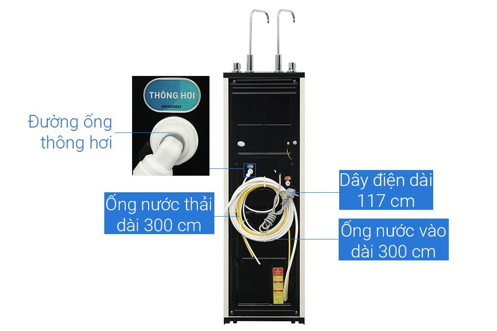 Máy lọc nước RO nóng nguội Hydrogen Livotec 635 10 lõi Màu Đen