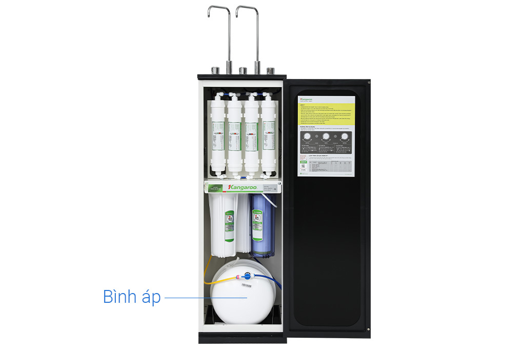 Máy lọc nước RO nóng nguội lạnh Hydrogen Kangaroo KG11A2 11 lõi Màu Đen