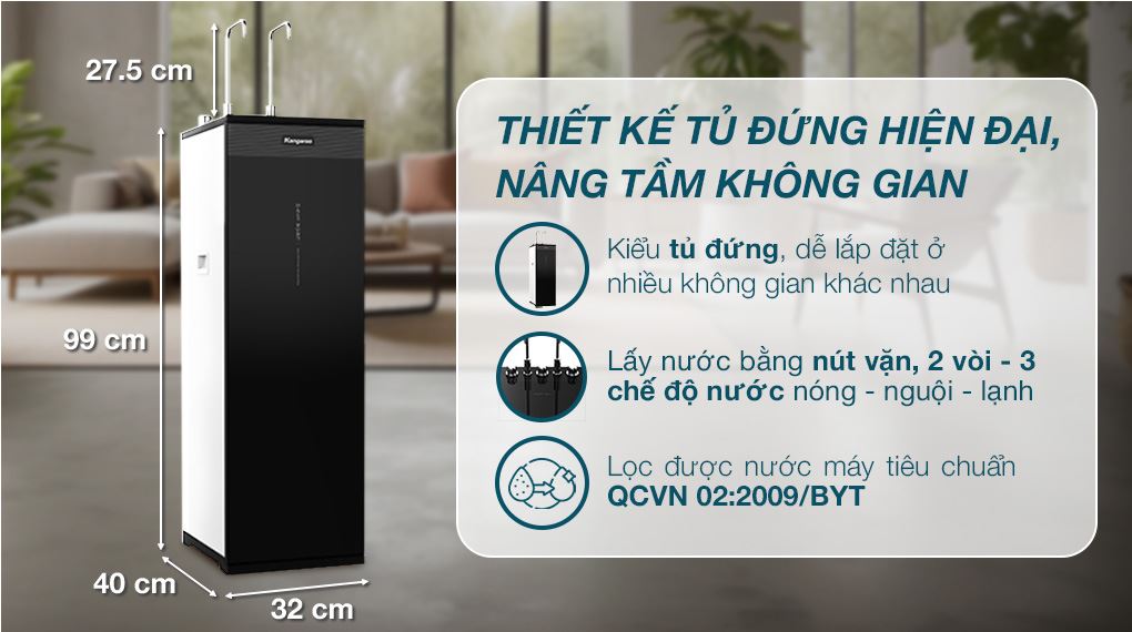 Máy lọc nước RO nóng nguội lạnh Hydrogen Kangaroo KG11A2 11 lõi - Thiết kế Máy lọc nước RO nóng nguội lạnh Hydrogen Kangaroo KG11A2 11 lõi - Thiết kế