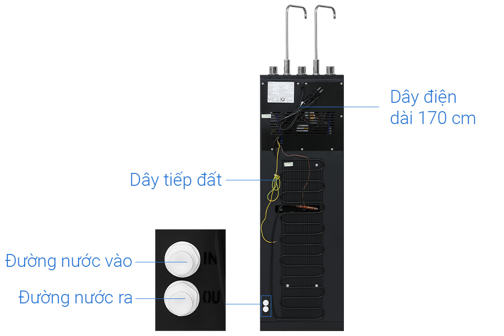 Máy lọc nước RO nóng nguội lạnh Hydrogen Kangaroo KG11A3 11 lõi Màu Đen