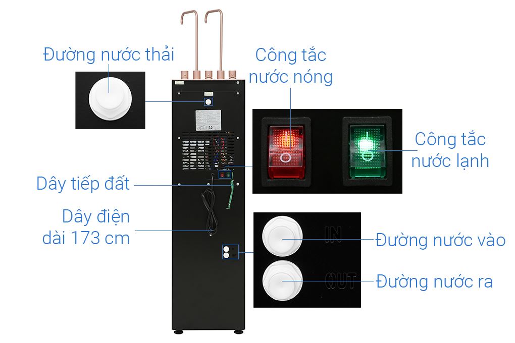 Máy lọc nước RO nóng nguội lạnh Hydrogen ion kiềm Kangaroo Sumire KGHC12A2 12 lõi - 4