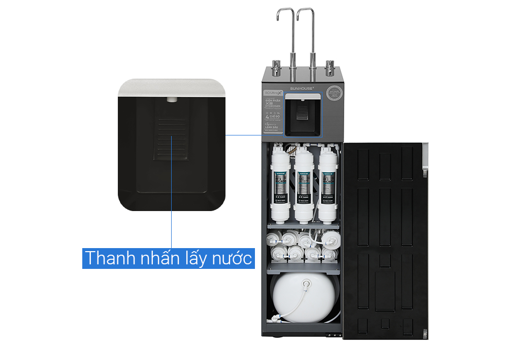 Máy lọc nước RO nóng nguội lạnh Hydrogen Sunhouse UltraX SHA76658SH 11 lõi Màu Xám
