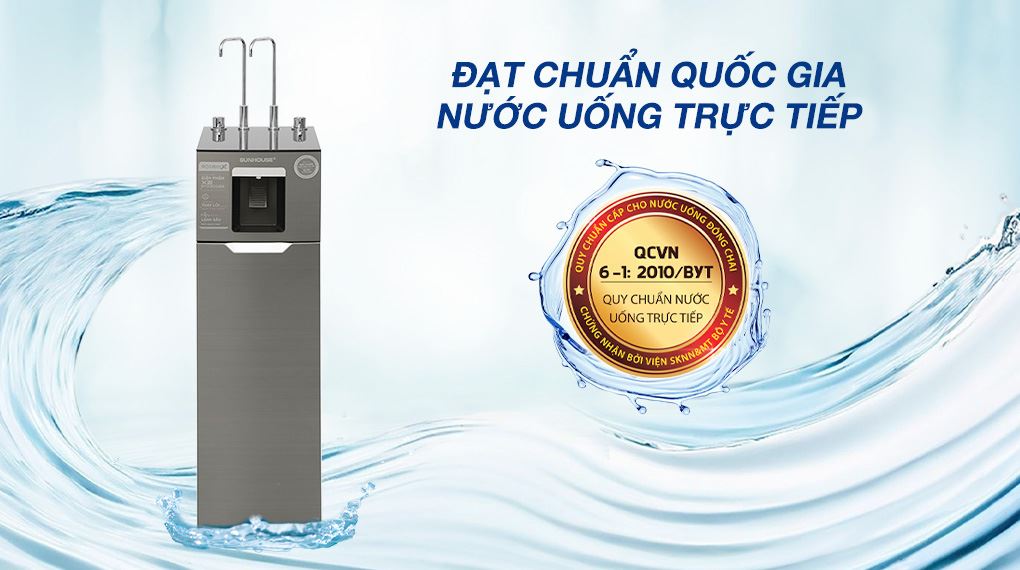 Máy lọc nước RO nóng nguội lạnh Hydrogen Sunhouse UltraX SHA76668SH 11 lõi - Chứng nhận nước sạch