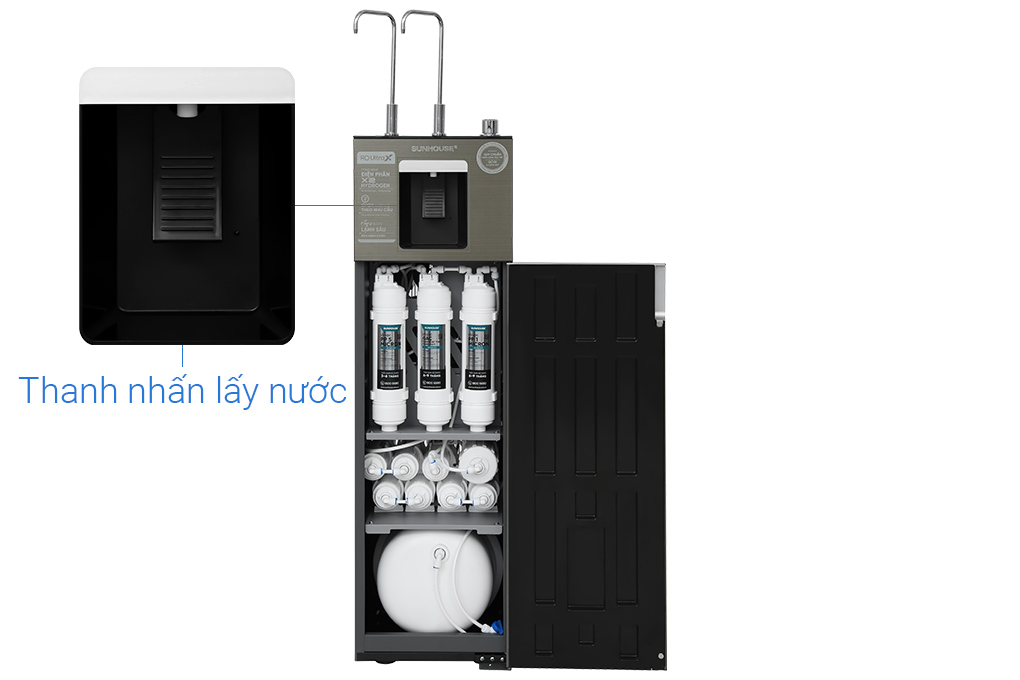 Máy lọc nước RO nóng nguội lạnh Hydrogen Sunhouse UltraX SHA76688SH 11 lõi Màu Xám