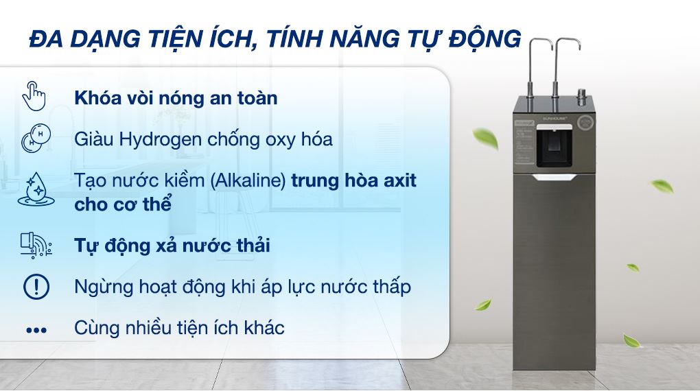 Máy lọc nước RO nóng nguội lạnh Hydrogen Sunhouse UltraX SHA76688SH 11 lõi - Đa dạng tiện ích