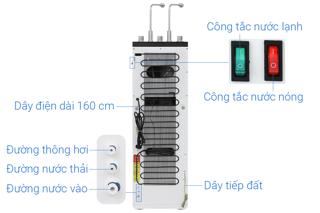 Máy lọc nước RO nóng nguội lạnh Hydrogen Hòa Phát HPN669 12 lõi Màu Đen