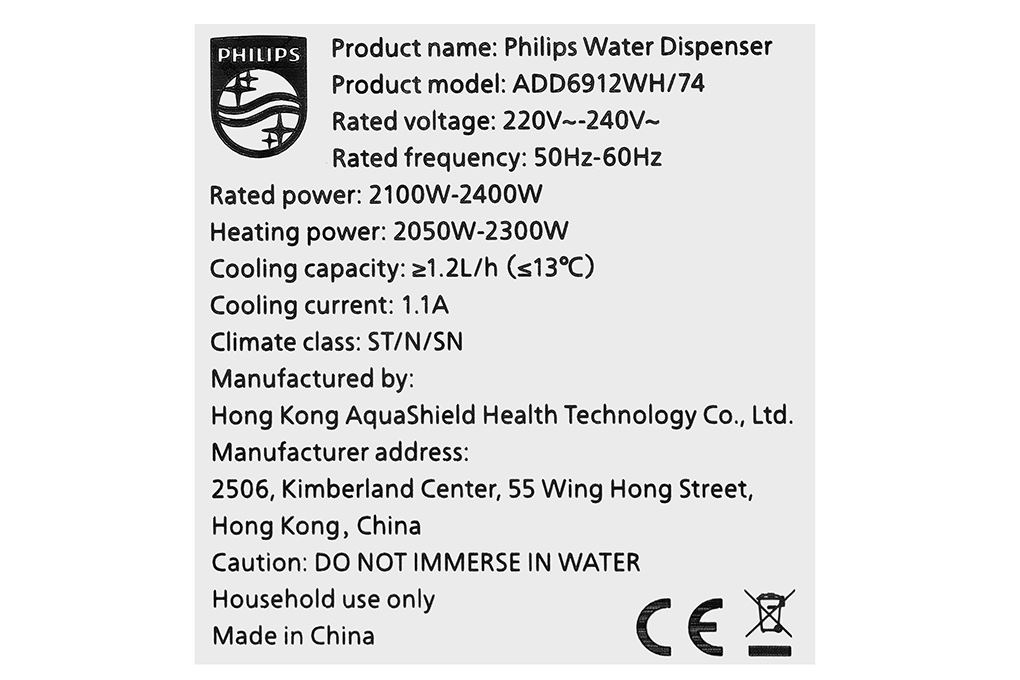Máy lọc nước RO nóng nguội lạnh Philips ADD6912WH/74 2 lõi Màu Trắng