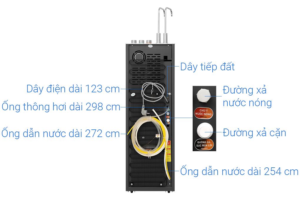 Máy lọc nước RO nóng nguội lạnh Hydrogen ion kiềm Karofi KAE-S688 12 lõi Màu Đen