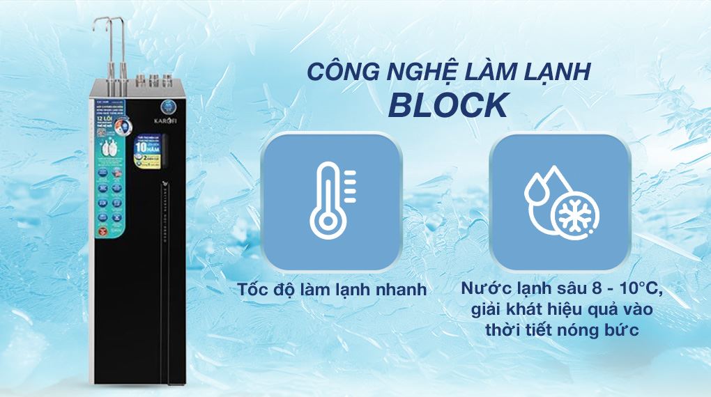 Máy lọc nước RO nóng nguội lạnh Hydrogen ion kiềm Karofi KAE-S688 12 lõi - Công nghệ Block