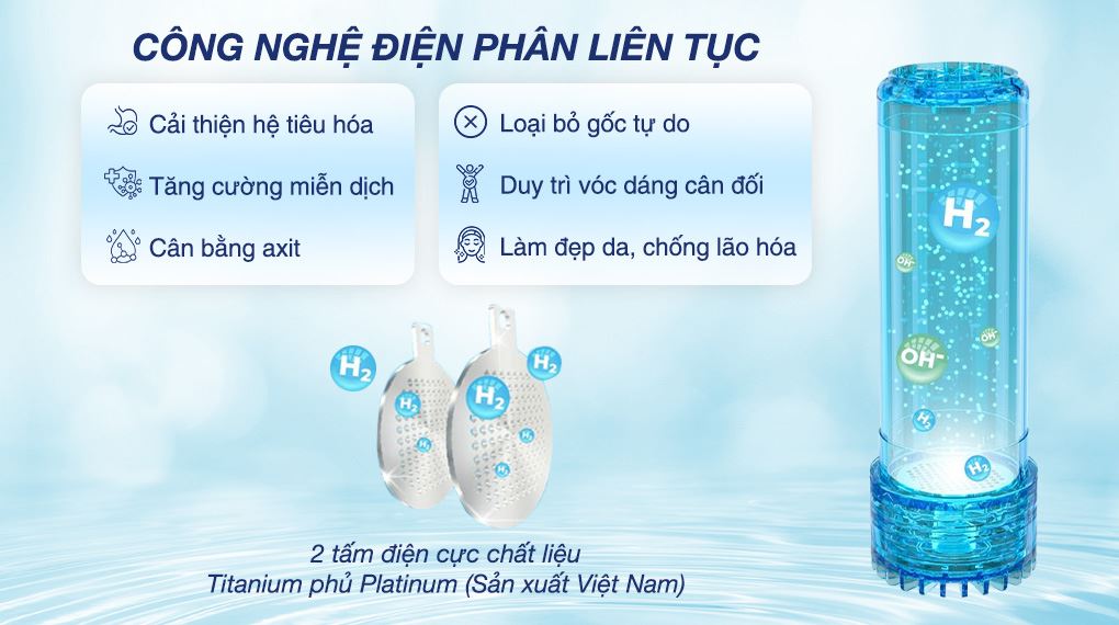 Máy lọc nước RO nóng nguội lạnh Hydrogen ion kiềm Karofi KAE-S688 12 lõi - Điện phân