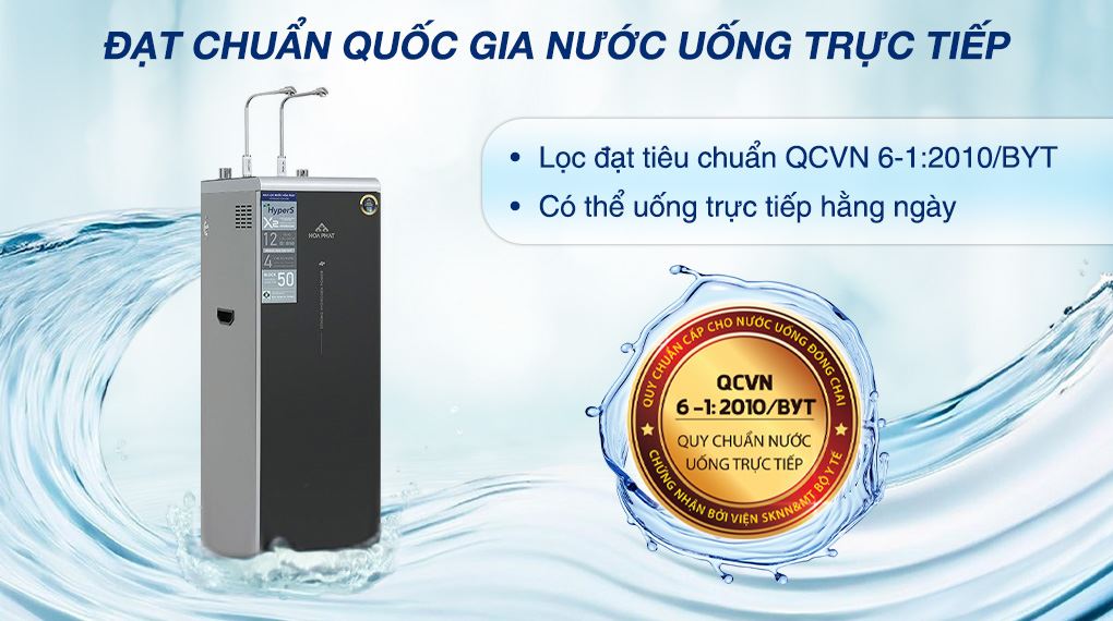 Máy lọc nước RO nóng nguội lạnh Hydrogen ion kiềm Hòa Phát HPA886 12 lõi - Chứng nhận nước Máy lọc nước RO nóng nguội lạnh Hydrogen ion kiềm Hòa Phát HPA886 12 lõi - Chứng nhận nước