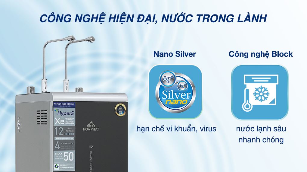 Máy lọc nước RO nóng nguội lạnh Hydrogen ion kiềm Hòa Phát HPA886 12 lõi - Công nghệ Máy lọc nước RO nóng nguội lạnh Hydrogen ion kiềm Hòa Phát HPA886 12 lõi - Công nghệ