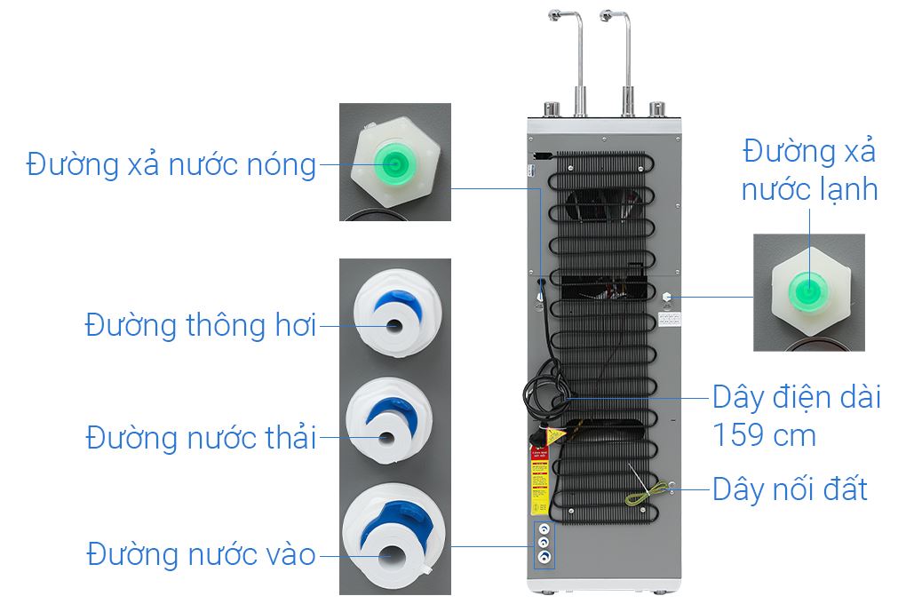Máy lọc nước RO nóng nguội lạnh Hydrogen ion kiềm Hòa Phát HPA886 12 lõi Màu Xám đậm