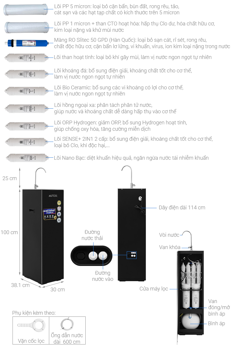 Máy lọc nước RO Mutosi MP-S126 10 lõi