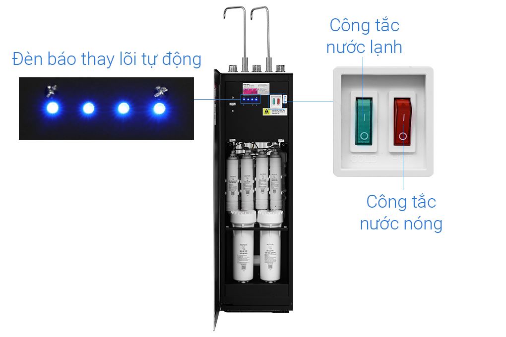 Máy lọc nước RO nóng nguội lạnh Mutosi MP-S129 10 lõi Màu Đen