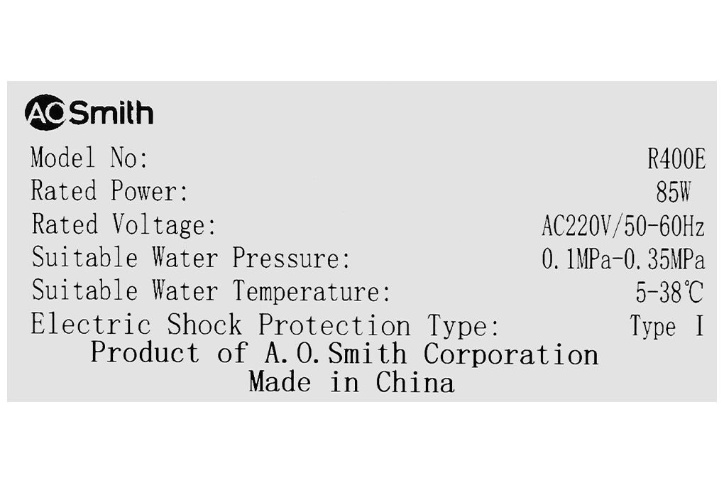 Máy lọc nước RO AOSmith R400E 2 lõi Màu Trắng