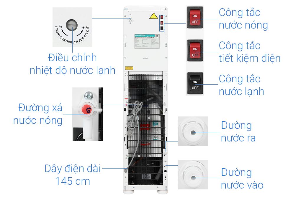 Máy lọc nước RO nóng lạnh Korihome WPK-965 12 lõi Màu Trắng