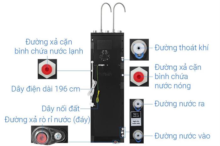 Máy lọc nước RO nóng nguội lạnh Hydrogen Toshiba TWP-WA2SVN(K) 10 lõi Màu Đen