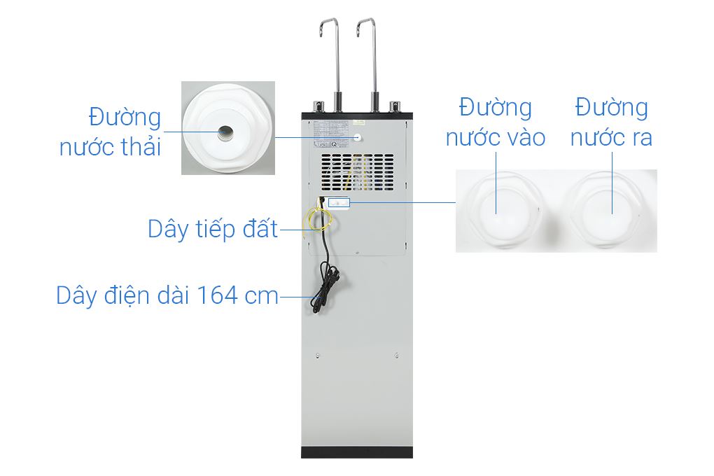 Máy lọc nước RO nóng nguội lạnh Hydrogen ion kiềm Kangaroo KGHC11A4 11 lõi Màu Đen